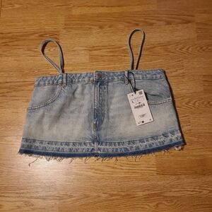 Zara Light Blue Denim Crop Top